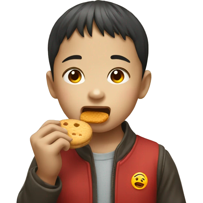 chinese kid eating a biscuit  emoji