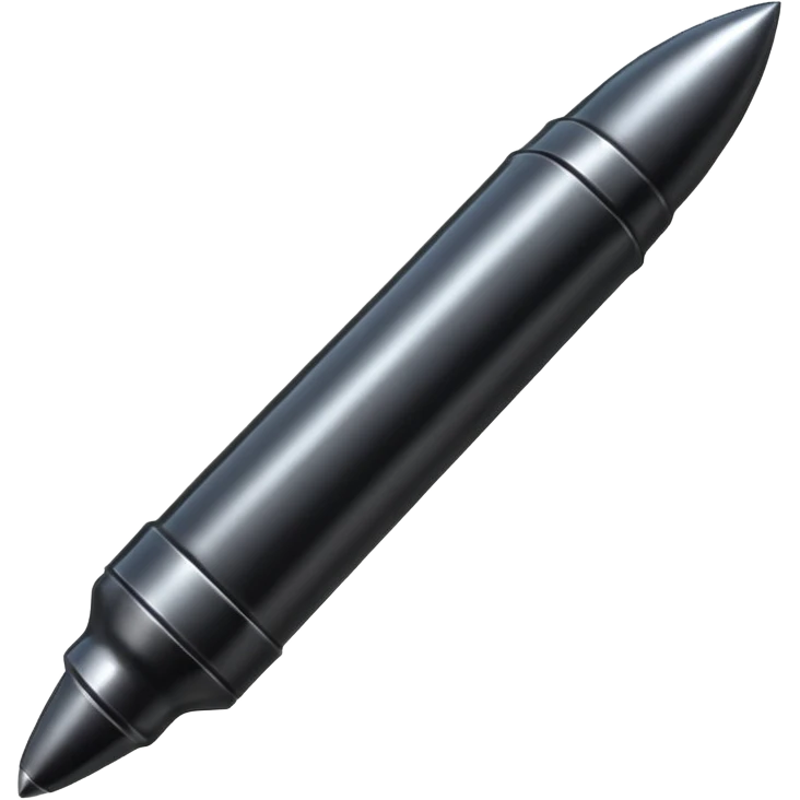 black very long bullet metallic 50 emoji