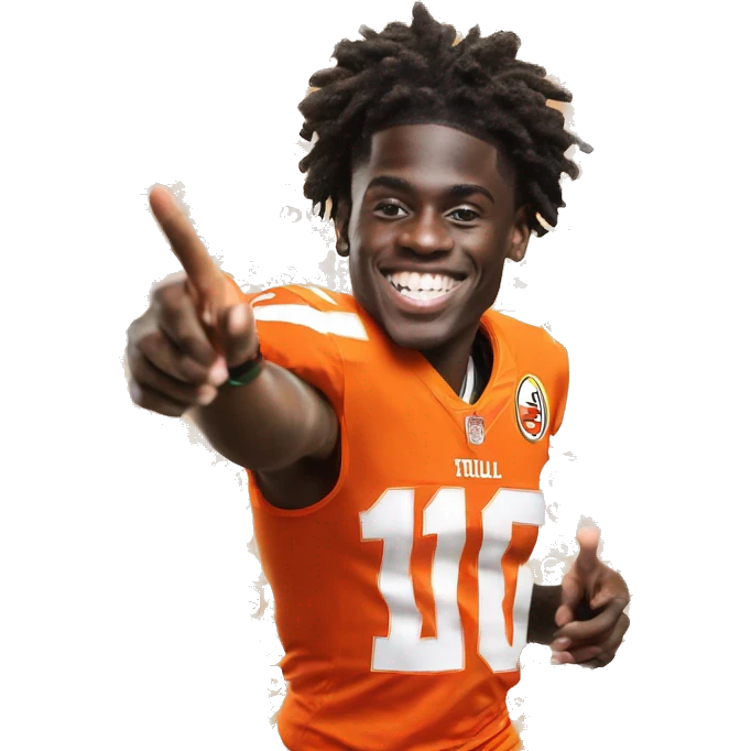 tyreek hill doing the peace sign while running with Gatorade logo in background emoji