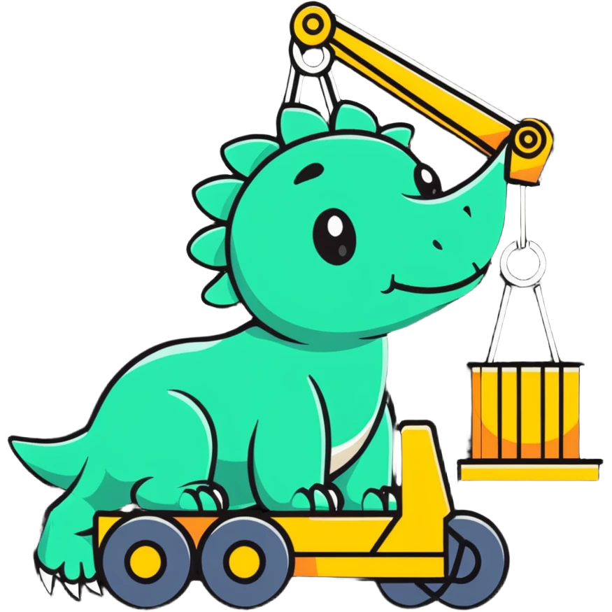 A crane lifting a triceratops emoji