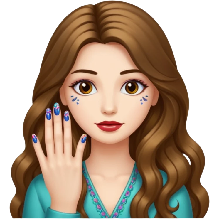 long haired woman nail art emoji