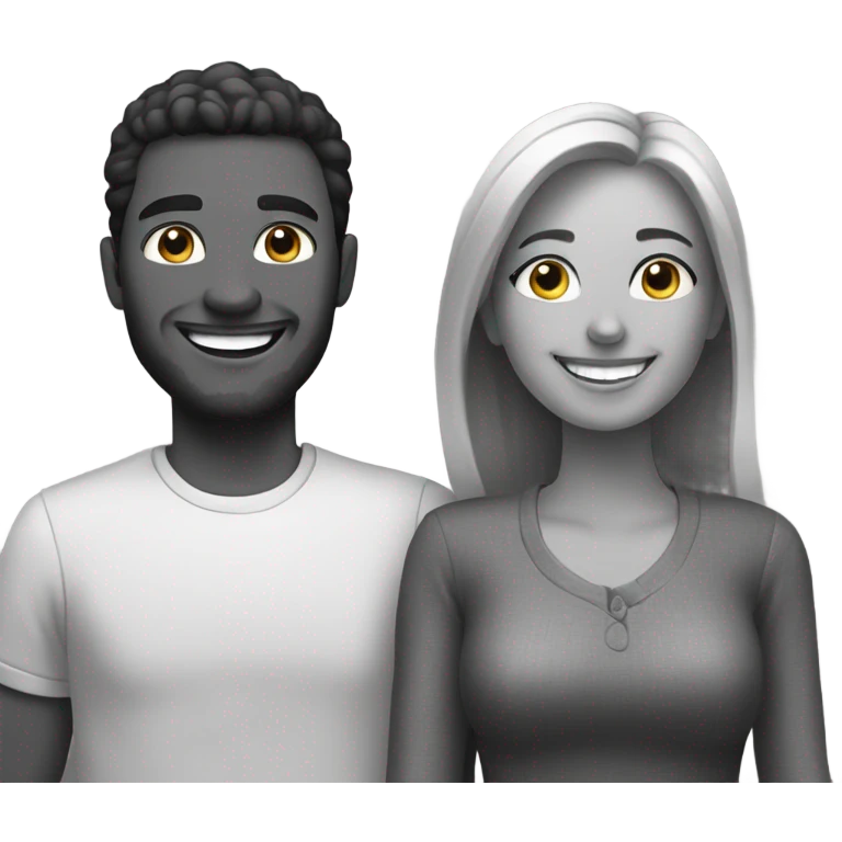 smiling couple in greyscale emoji