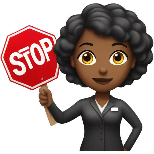 Black women holding a stop sign emoji