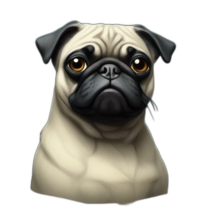A cyberpunk black pug in Art Nouveau style during 1910 emoji