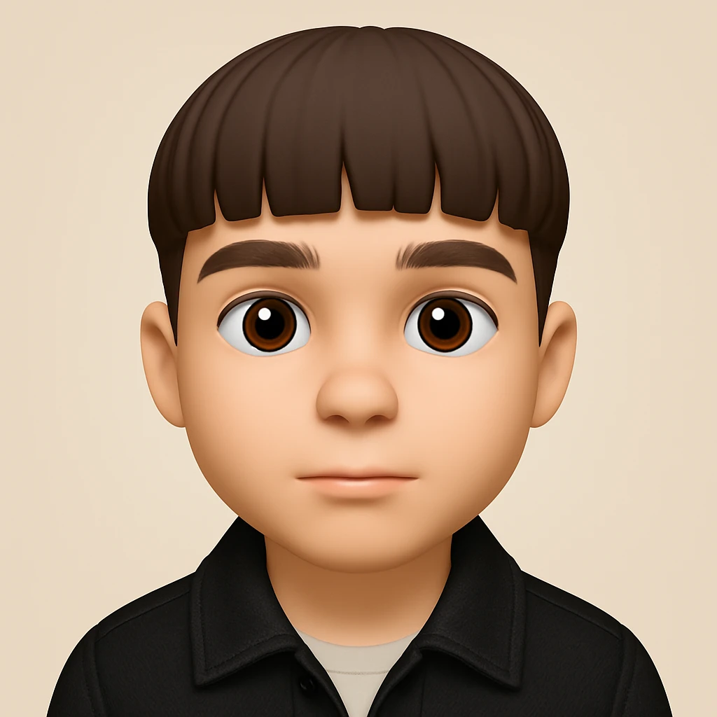Create a realistic 3D emoji based on the photo, preserving facial details but without pimples and mustache, wearing a black denim jacket. The style should resemble a 3D emoji look. emoji