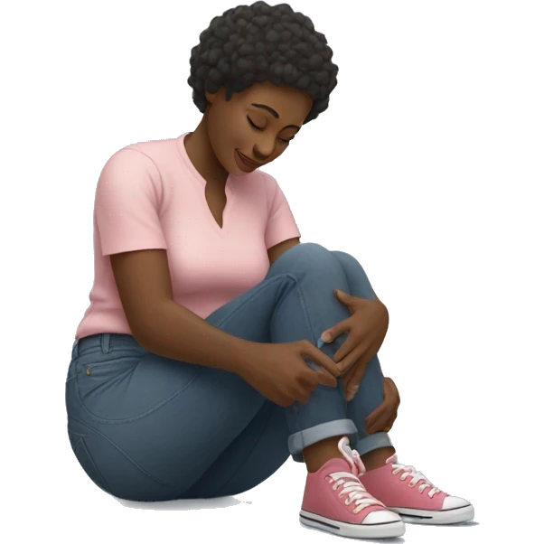 Black woman putting on shoes emoji