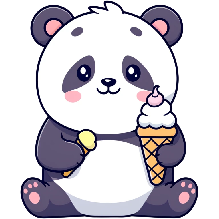 Panda eating ice cream emoji