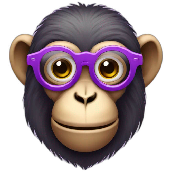 Monkey avec des lunettes rond et un pull mauves emoji
