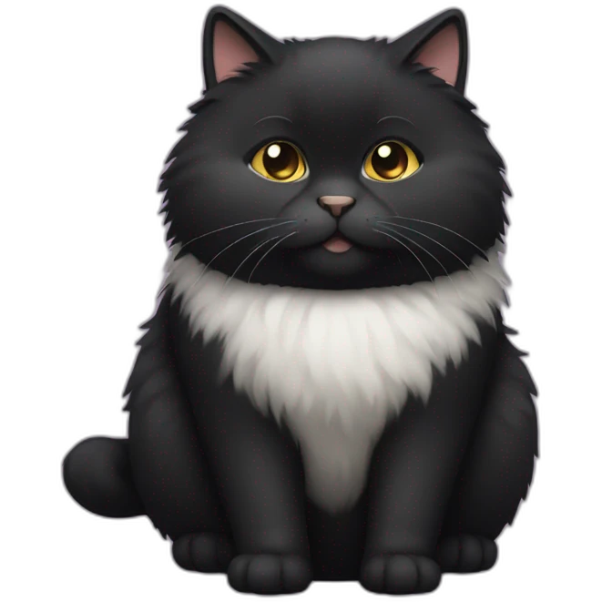 Black fat fluffy cat emoji