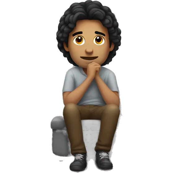 Dark haired MAN sitting in a mobile home emoji