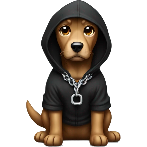 Dog with a chain and black hoodie emoji