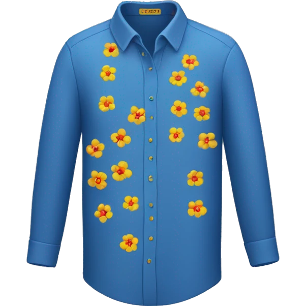 blue shirt with small yellow and red flowers emoji