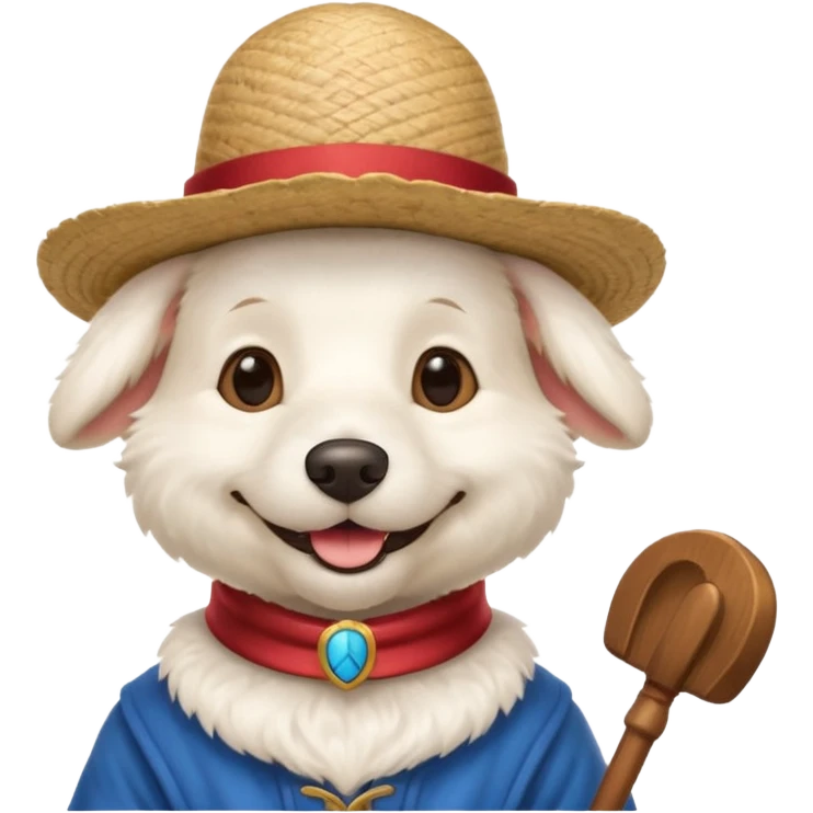 very white furred dog with iconic gondolier hat emoji