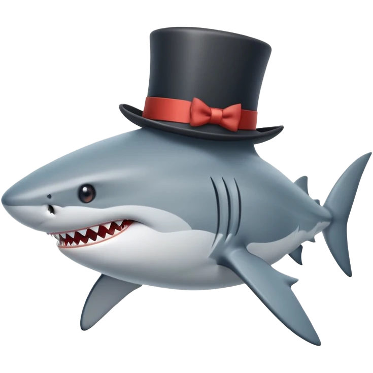 Shark with a top hat emoji