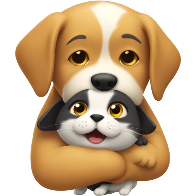 Cat hugging a dog  emoji