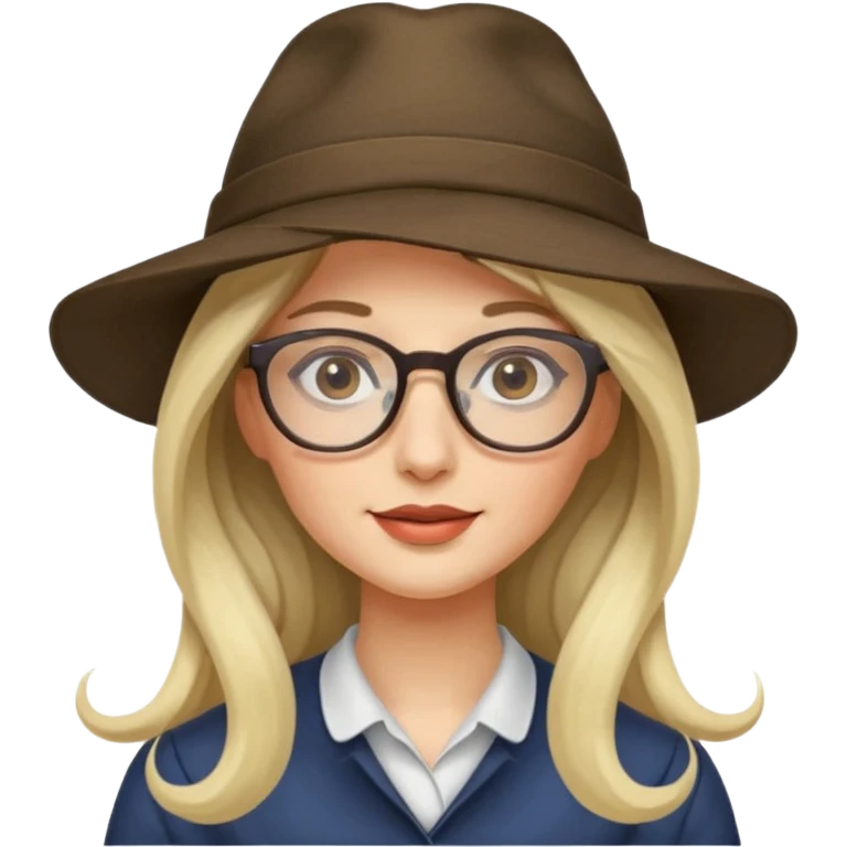 long hair fly with glasses and hat emoji