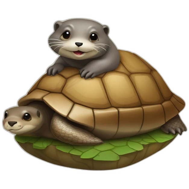 Une loutre sur une tortue emoji