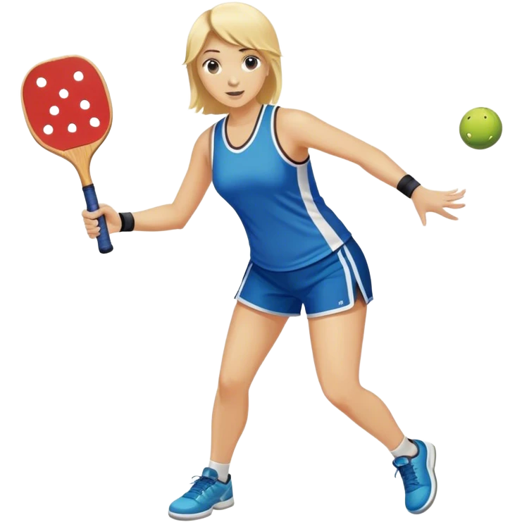 Woman with blond hair playing pickleball with a Selkirk paddle emoji