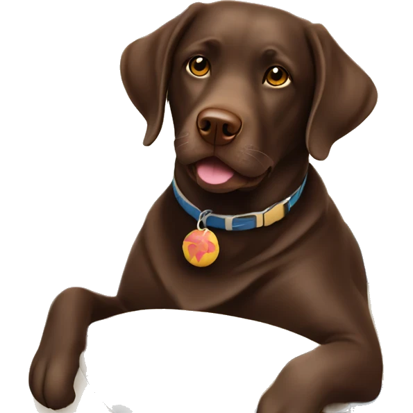 Chocolate Labrador chilling at the beach  emoji