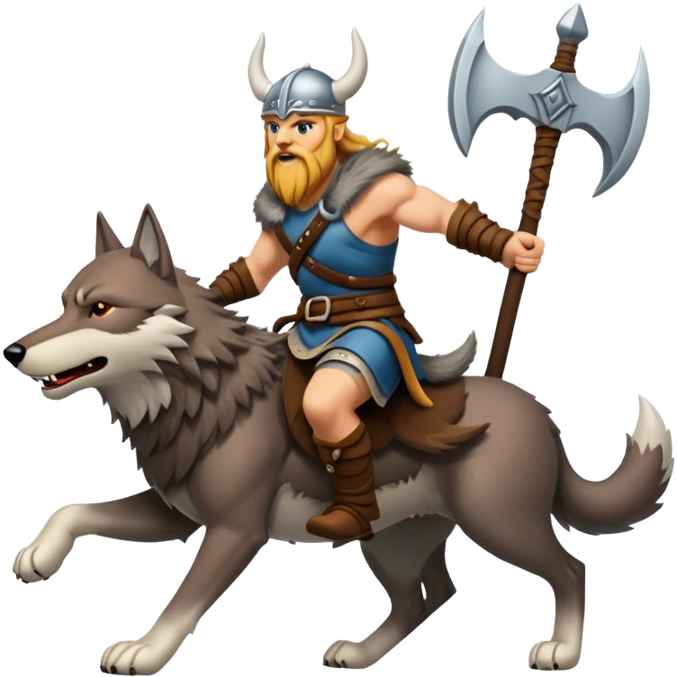 Viking Warrior Riding A Wolf  emoji