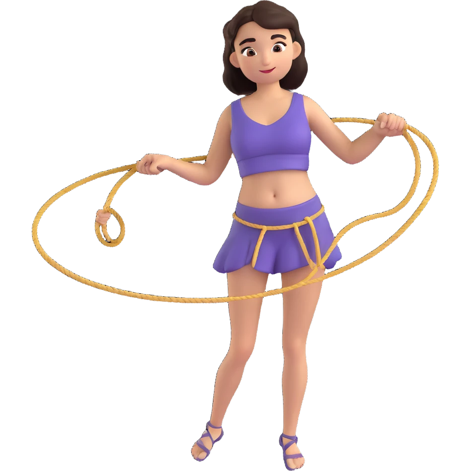 girl in a top up to her belly button twirls a lasso in her hands emoji