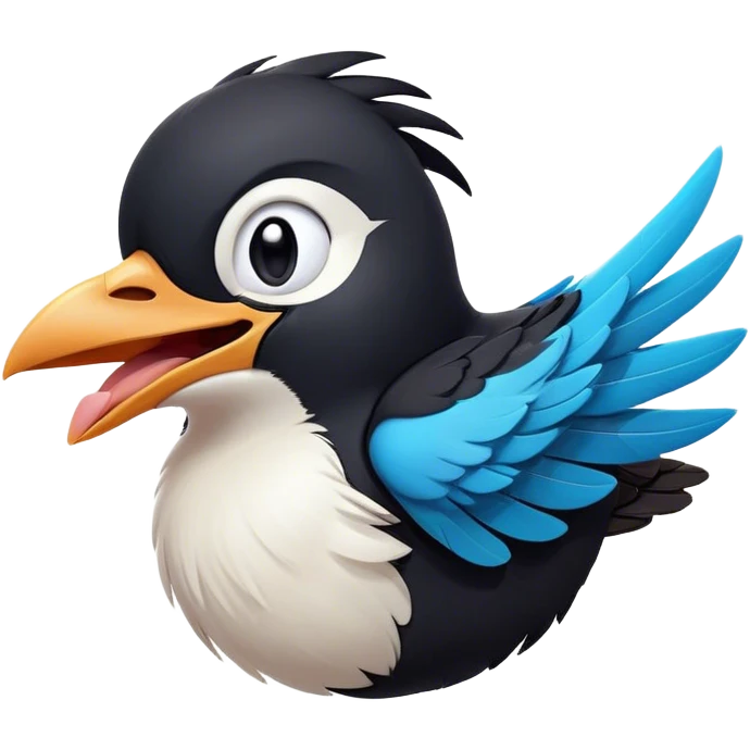 Cinematic Cute Yawning Magpie Portrait Emoji, Head tilted slightly with a dramatic, wide-open yawn, showcasing a sleek, contrasting feathered form with softly drooping wings and sleepy, half-closed eyes, Simplified yet irresistibly adorable features, highly detailed, glowing with a soft, cozy urban glow, high shine, relaxed yet expressive, stylized with a dash of whimsical charm, soft glowing outline, capturing the essence of a drowsy yet affectionate magpie that appears ready to stretch out for a nap! emoji