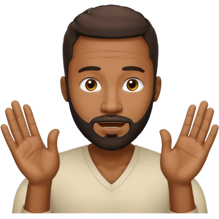 BLACK MAN WITH LOW CUT BEARD SAYING WHO CARES?! MOTIONING HANDS  emoji
