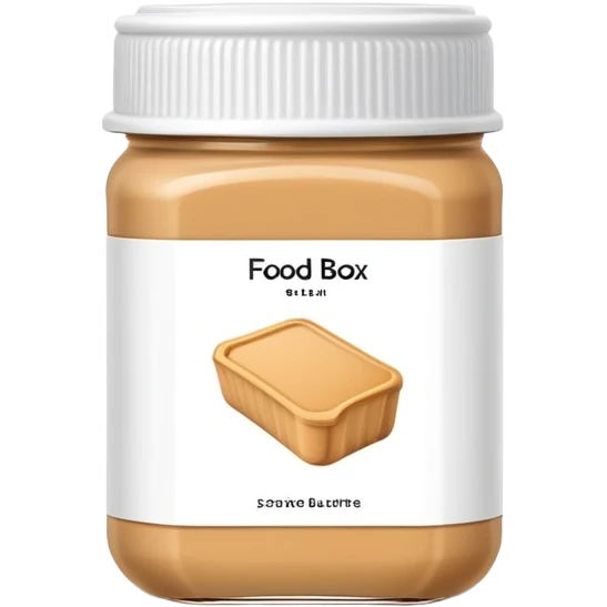 food box container with minimalist wireframe label, peanut butter jar with geometric line structure label, food container with simple outline label emoji