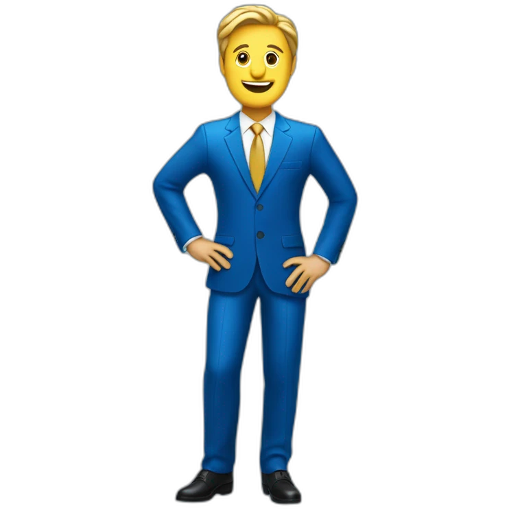Posh-man-with-blue-suit-offering-goldbar emoji