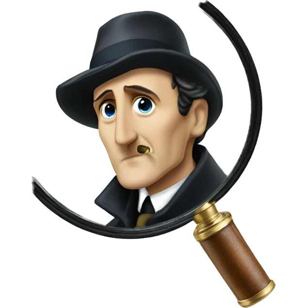 Basil rathbone as Sherlock holmes with deerstalker hat looking through magnifying glass emoji