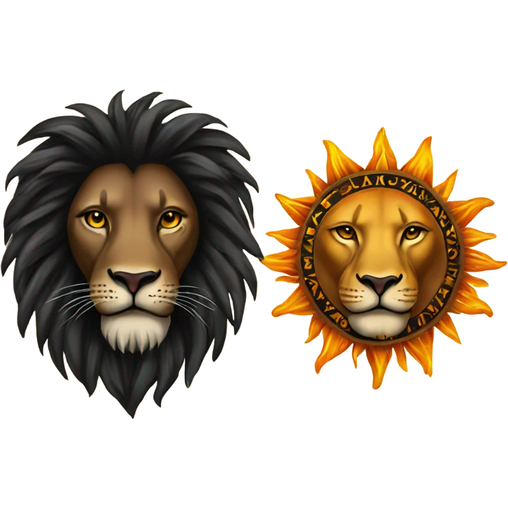 Tattoo of Black Lives Matter and a tattoo of a sun on a lion  emoji