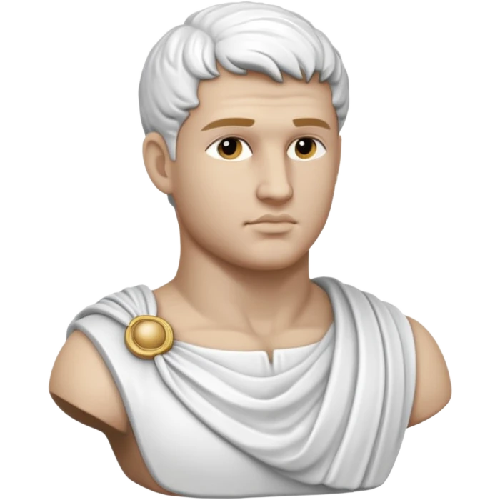 white classical roman bust, hunky,  white stone, no other colours than white emoji