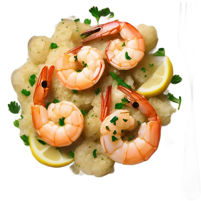 Sheet Pan Garlic Butter Shrimp in a plate emoji
