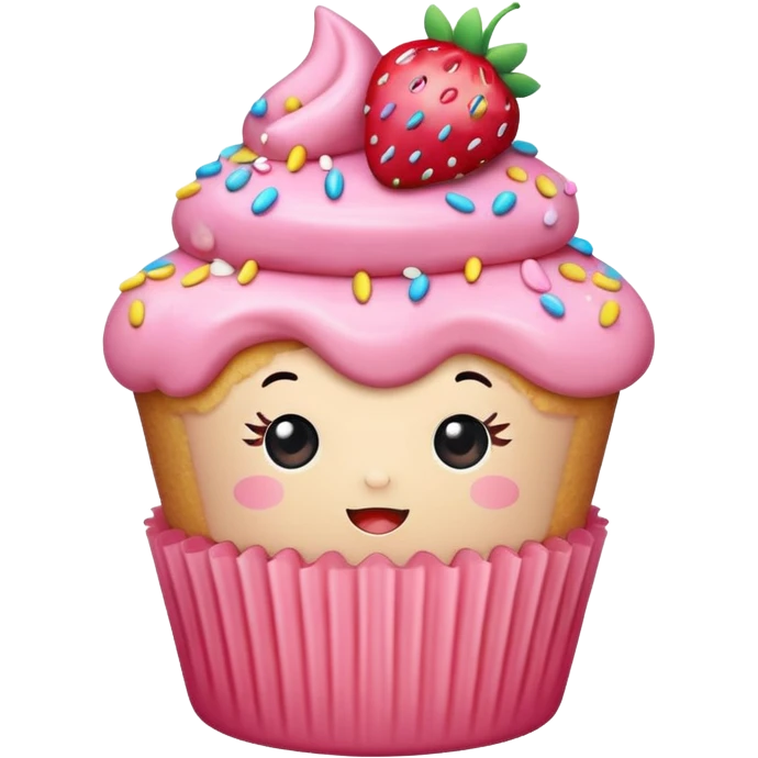 kawaii strawberry cupcake emoji