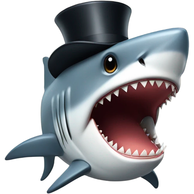 Shark with a top hat emoji
