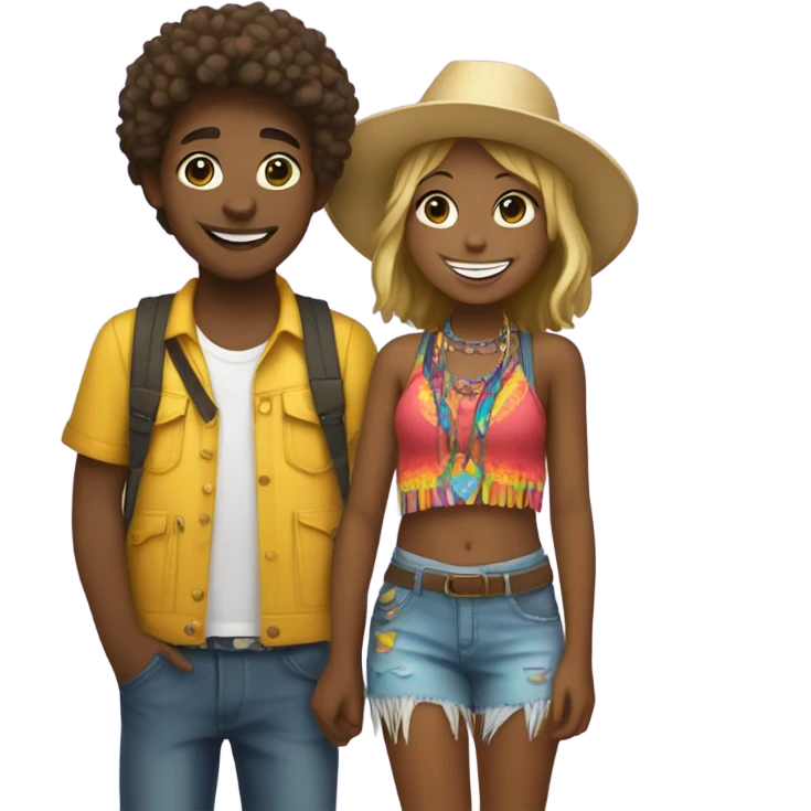 smiling girl and boy outdoors at a music festival emoji