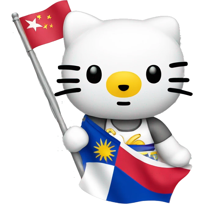 Hello Kitty holding Philippines flag emoji