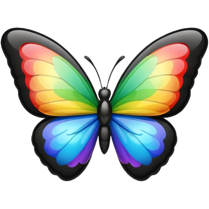 glossy black heart with a rainbow bow in a butterfly style emoji
