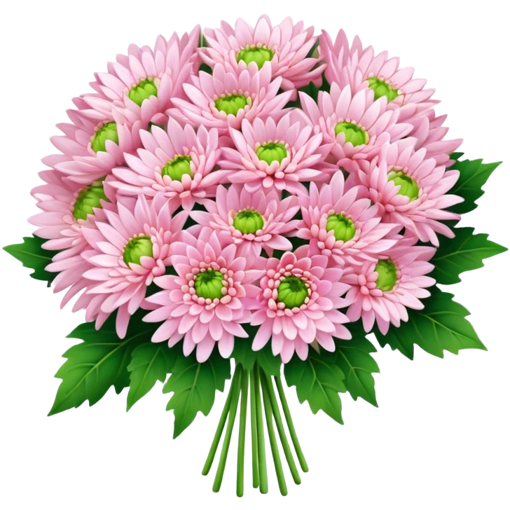 big bouquet Soft Pink Chrysanthemum, luxuriant, leaf, bud emoji