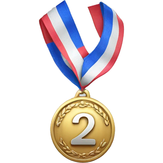 silver medal with number '2' in the middle, and lon tap emoji