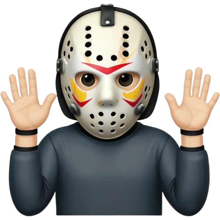 a cartoon image of Jason Voorhees, looking cute, with his hands together in front of him emoji