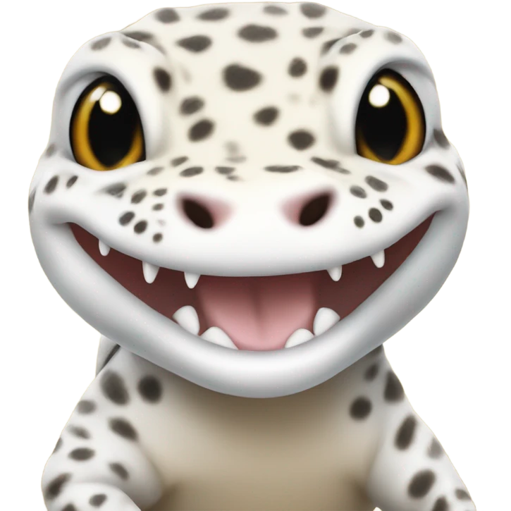 White leopard gecko smiling emoji