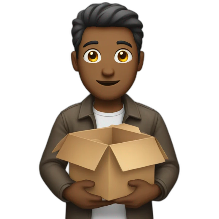 Man with box into the hands emoji