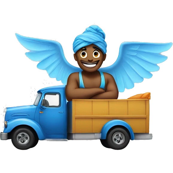 Genie in a truck with wing emoji
