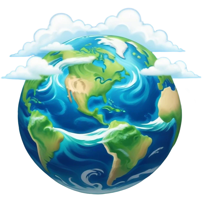 Cinematic Realistic Earth Emoji, depicted with vibrant blue oceans, swirling white clouds, and lush green continents rendered in exquisite detail, high shine, and a soft radiant glow that captures the dynamic, life-sustaining beauty of our home planet. emoji