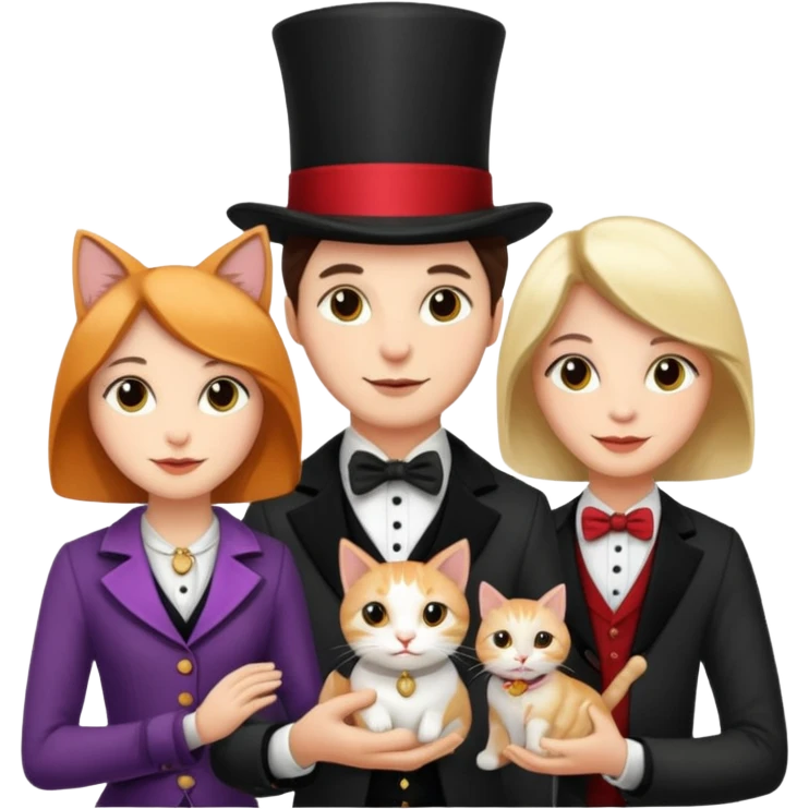 magician couple and their pet cat emoji