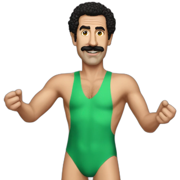 Borat green bathing suit waving emoji