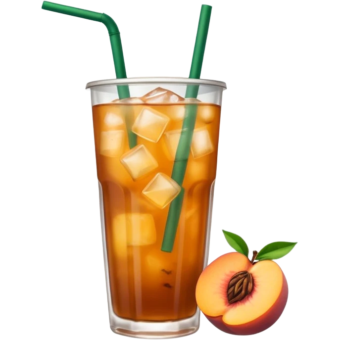 realistic detailed Black tea lemonade with peach juice, Starbucks drink emoji