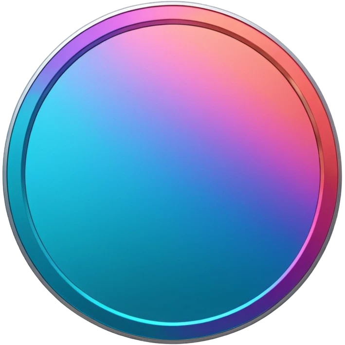 
One  Rotate 35 degree  coin color in in gradient of turquoise, blue, pink, purple, and coral emoji