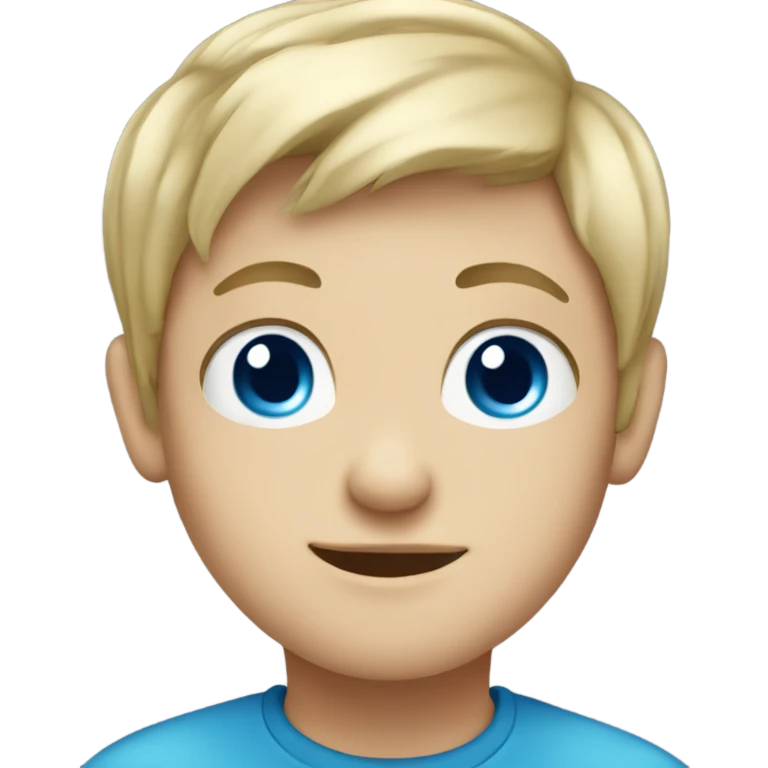 Young Caucasian boy with blue eyes and blue hair emoji
